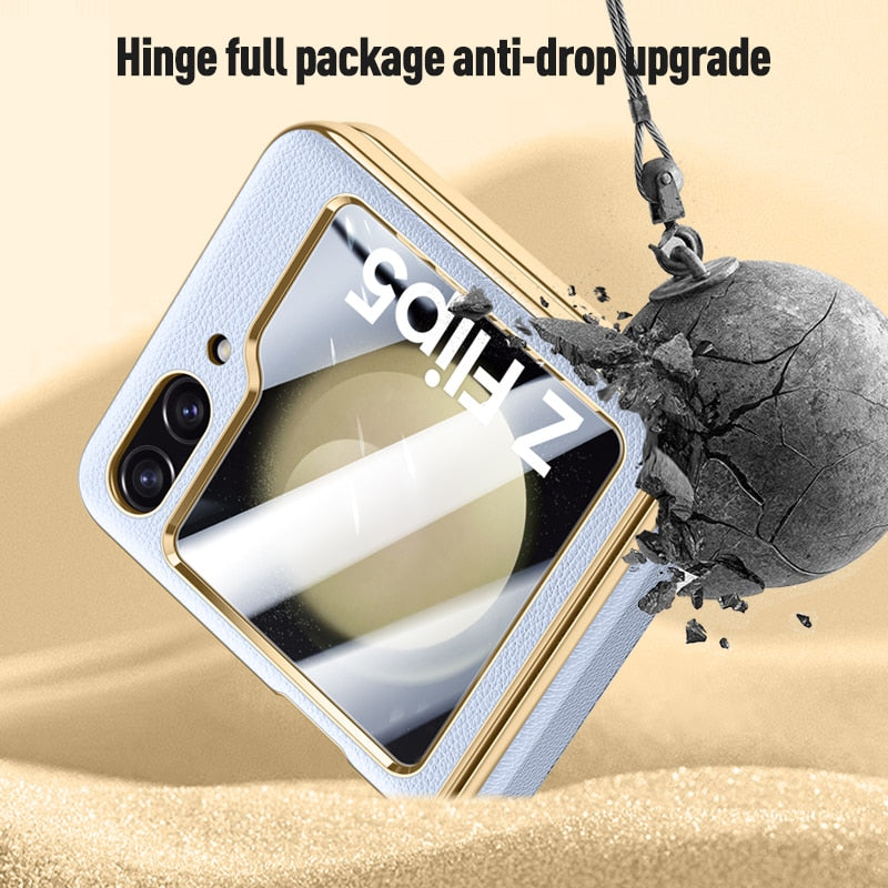 Leather Case with Hinge Protection for Samsung Galaxy Z Flip
