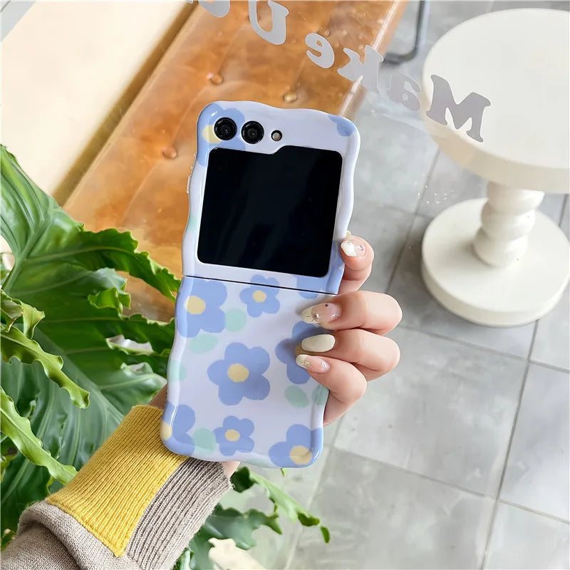 Cute Blue Flower Case for Samsung Galaxy Z Flip 7 & 6