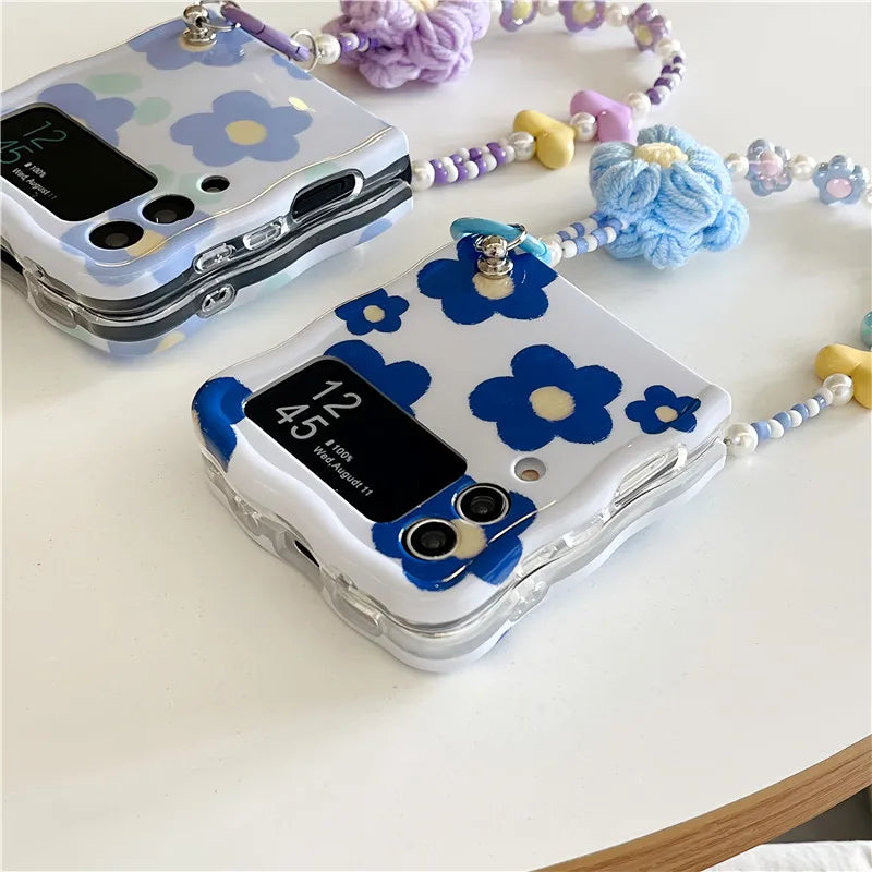 Cute Blue Flower Case for Samsung Galaxy Z Flip 7 & 6