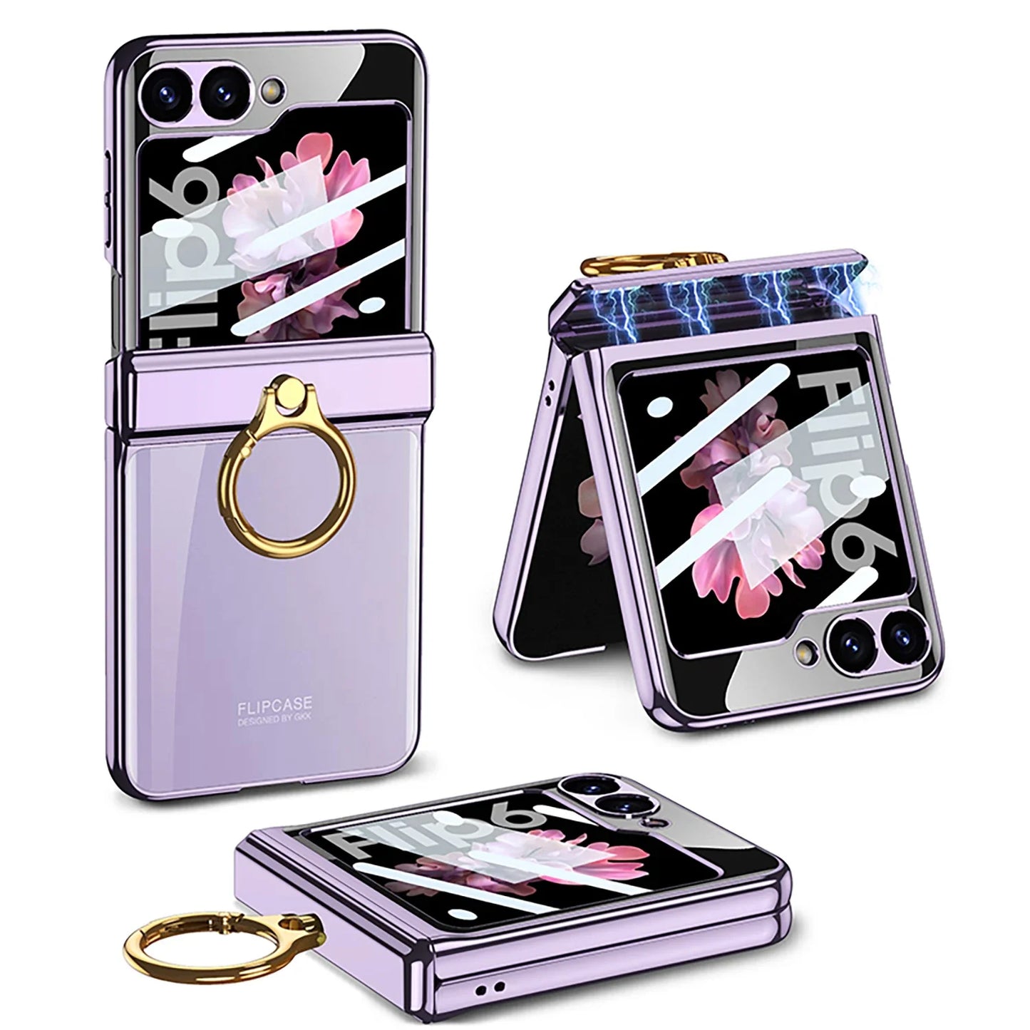 Transparent Case with Magnetic Hinge Protection & Stand for Samsung Galaxy Z Flip Series