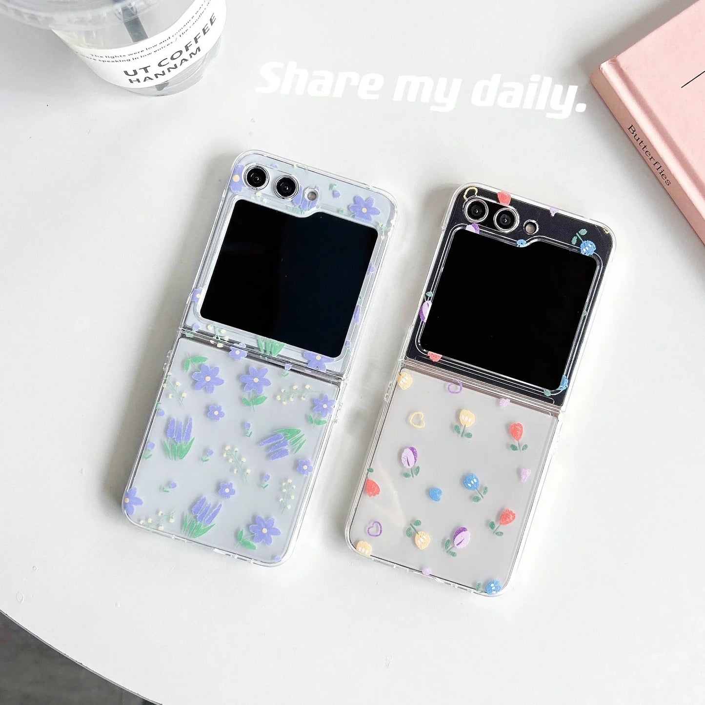 Cartoon Floral Moon Star Case for Samsung Galaxy Z Flip 4/5/6/7