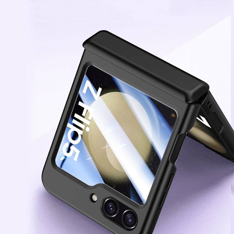 Shockproof Matte Case with Front Screen Glass For Samsung Galaxy Z Flip