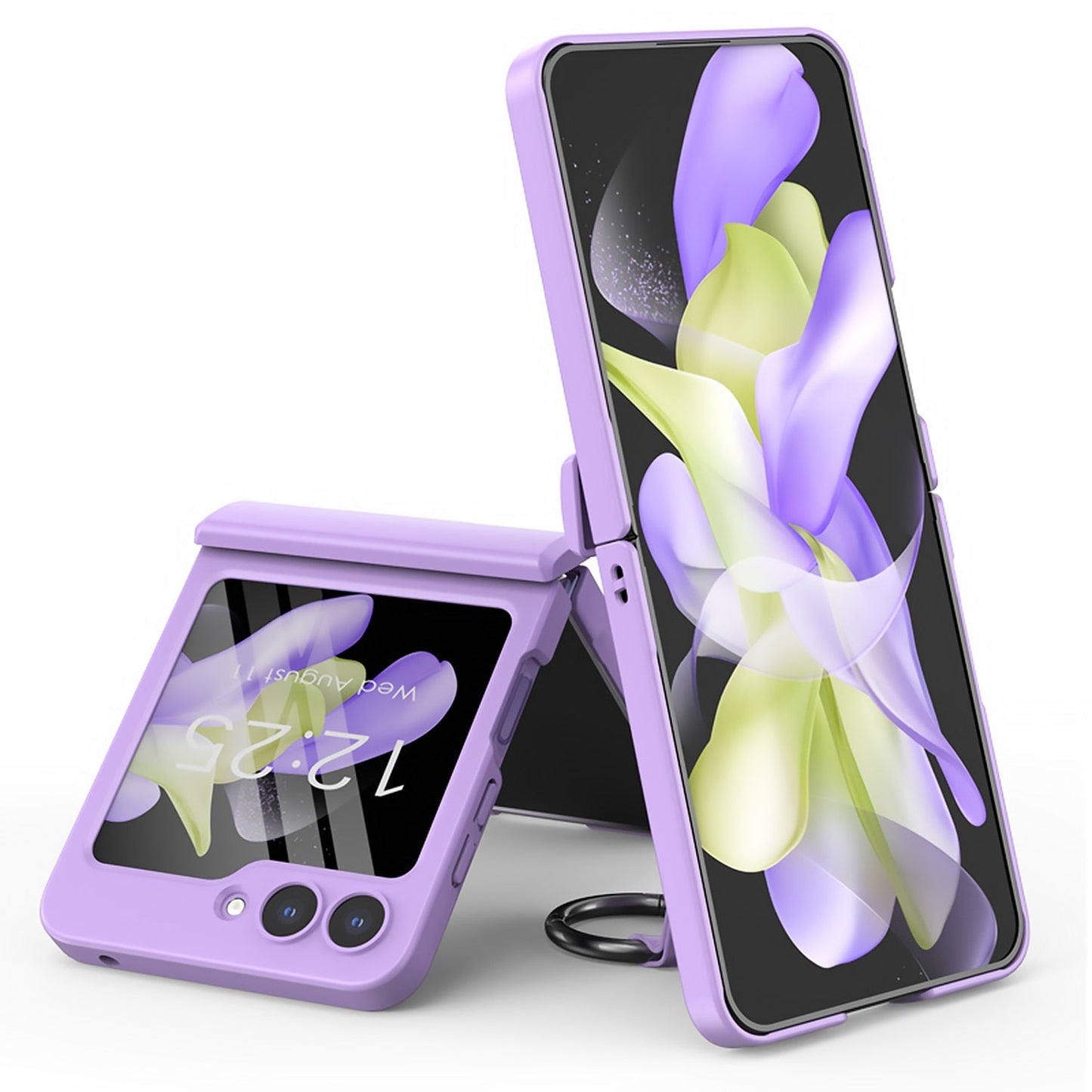 Full Protection Matte Case With Ring Bracket For Samsung Galaxy Z Flip 5 & 4