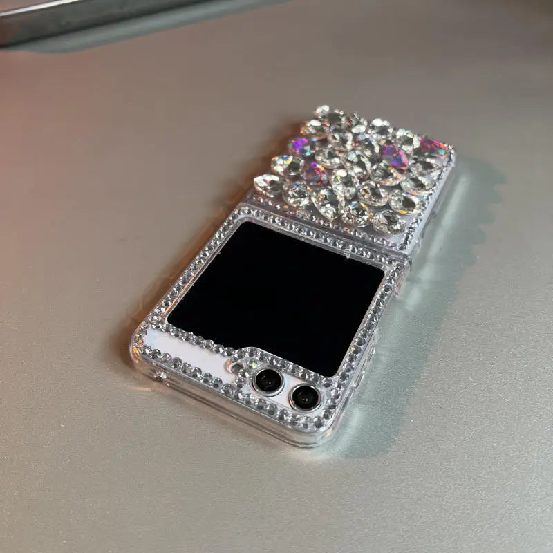 Bling Diamond Flower Bear Case for Samsung Galaxy Z Flip 4/5/6/7