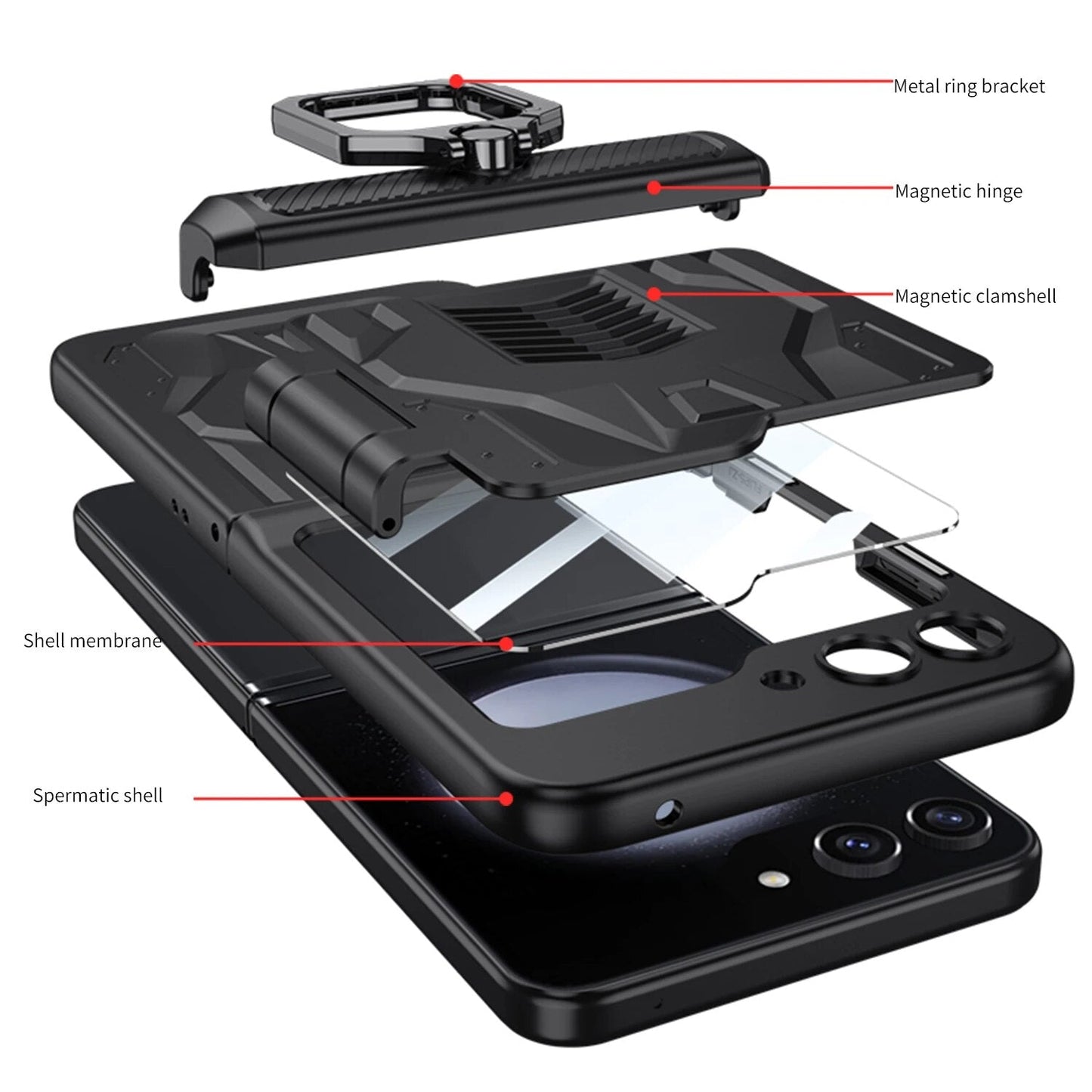 Shockproof Magnetic Case with Ring Bracket For Galaxy Z Flip Series