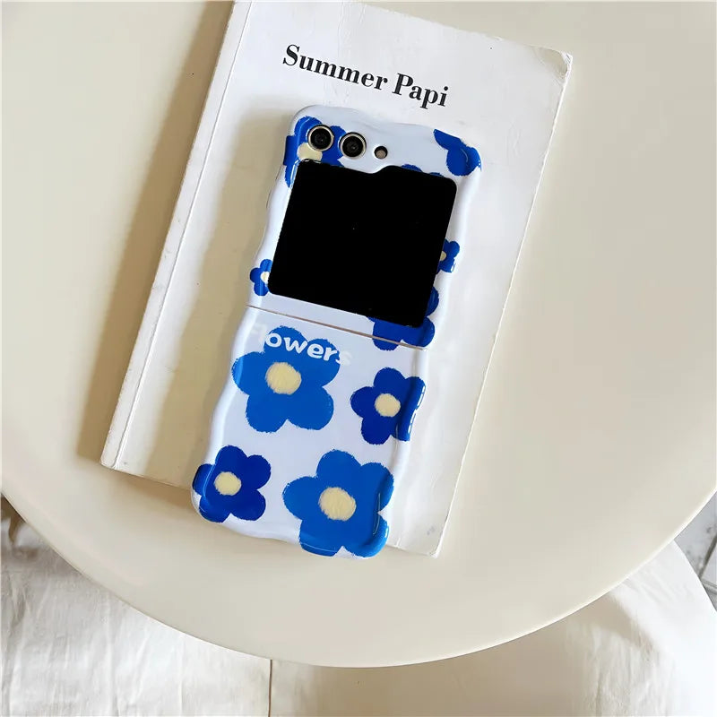 Cute Blue Flower Case for Samsung Galaxy Z Flip 7 & 6