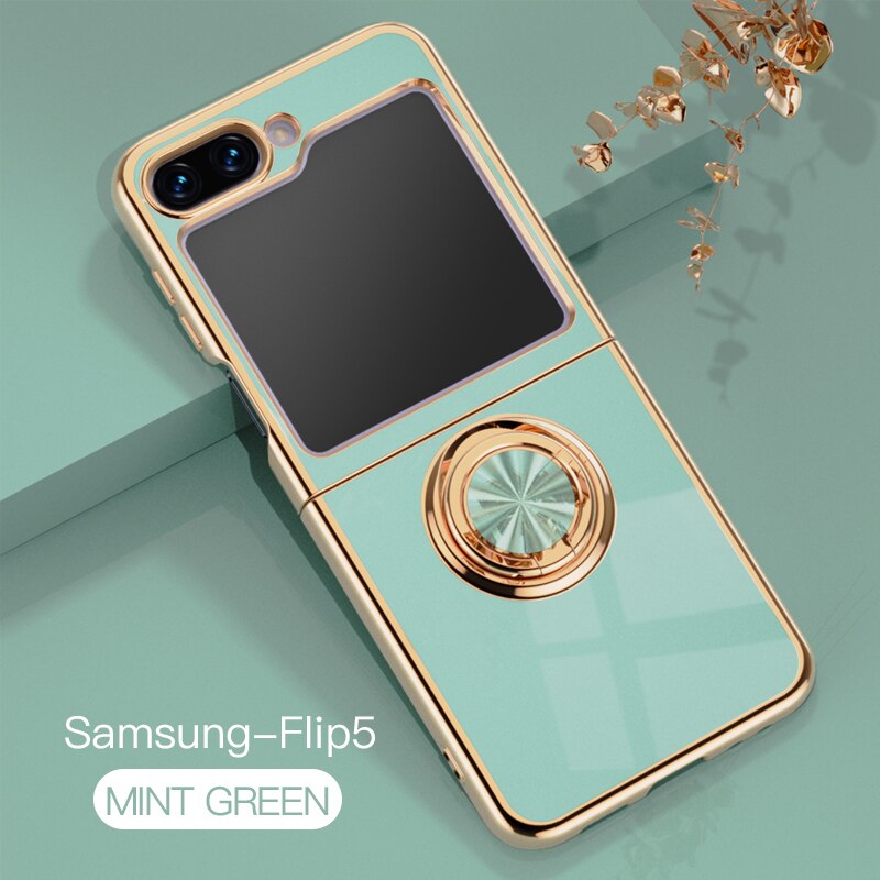 Luxury Electroplating Ring Holder Case For Samsung Galaxy Z Flip Series