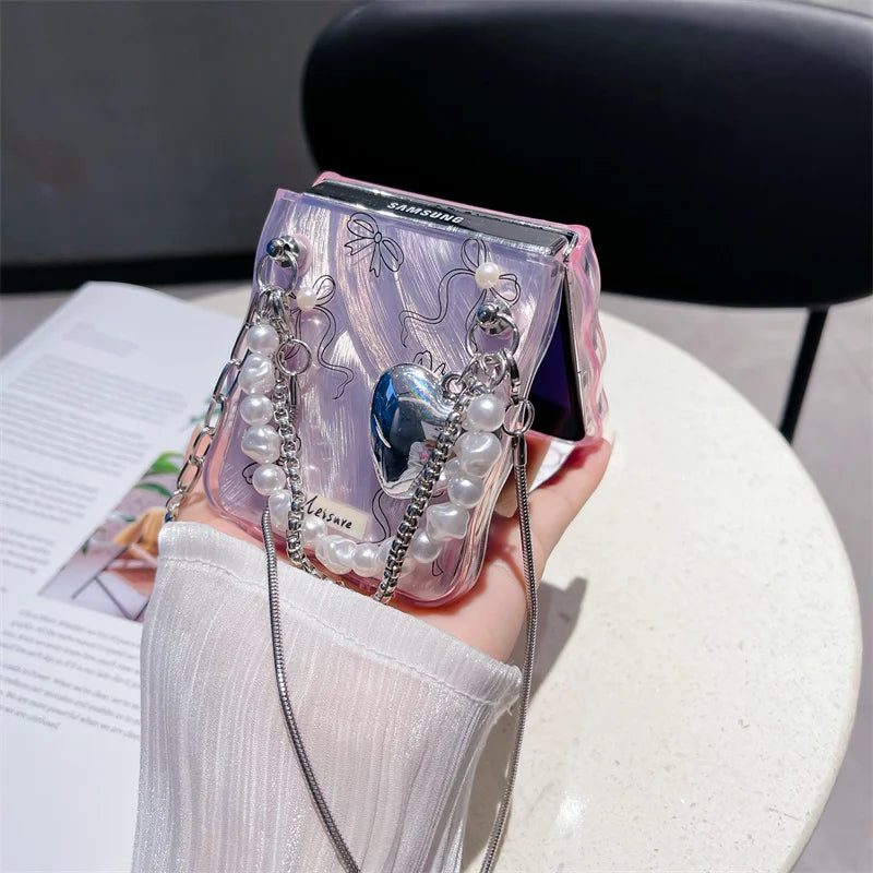Cute Pearl Bow Case for Samsung Galaxy Z Flip 7 & 6
