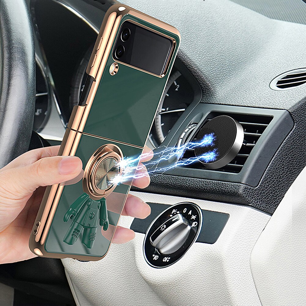 Magnetic Astronaut Holder Plating Case For Samsung Galaxy Z Flip Series