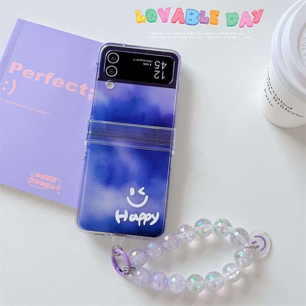 Happy Smile Clear Case with Bracelet For Samsung Galaxy Z Flip