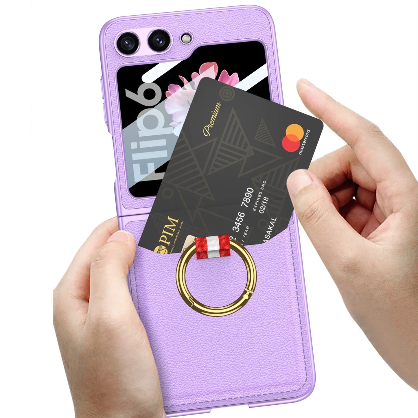 Leather Case with Ring Holder for Samsung Galaxy Z Flip Series