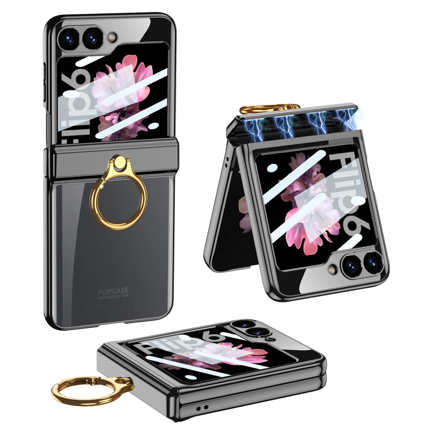 Transparent Case with Magnetic Hinge Protection & Stand for Samsung Galaxy Z Flip Series