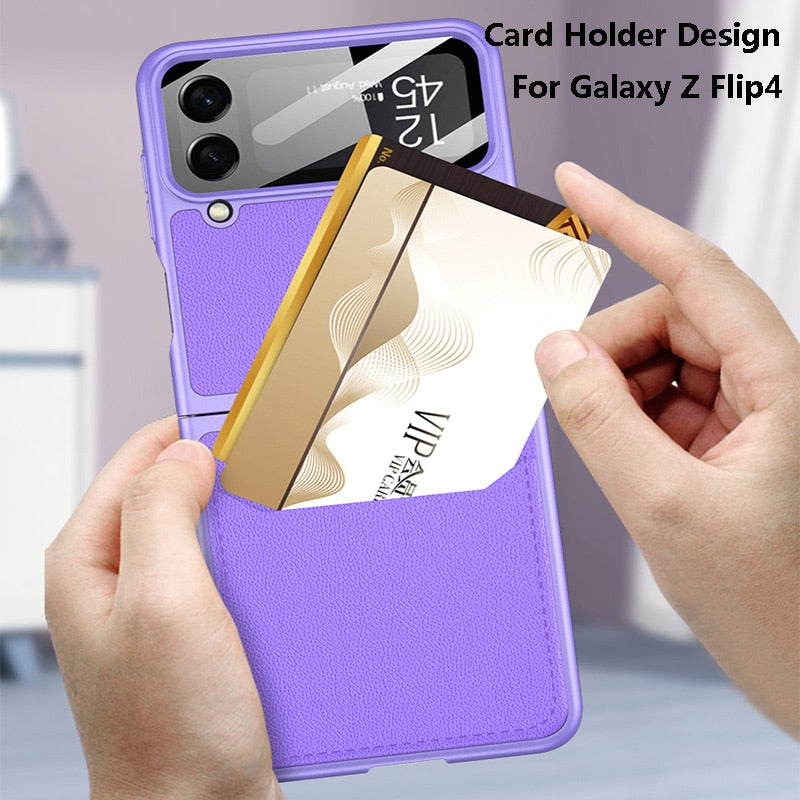 Leather Case with Card Holder For Samsung Galaxy Z Flip Series