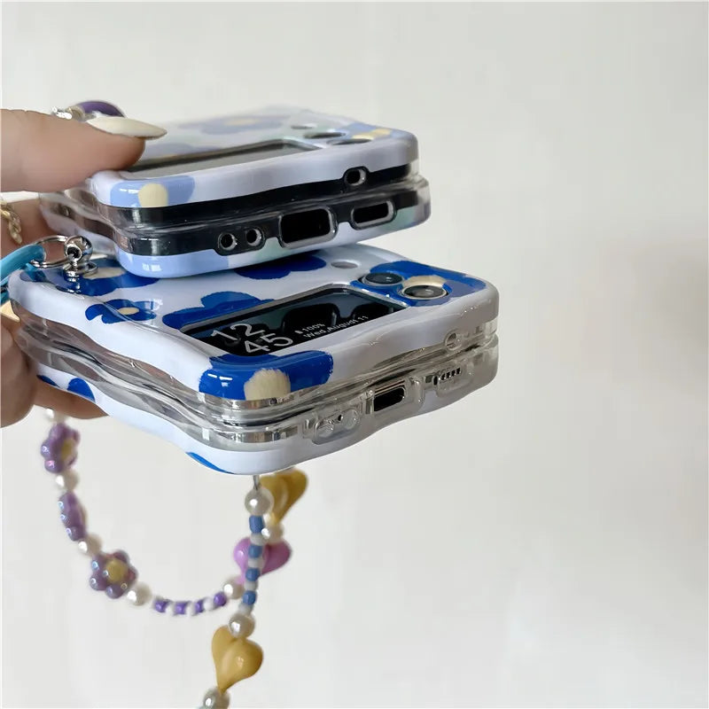 Cute Blue Flower Case for Samsung Galaxy Z Flip 7 & 6