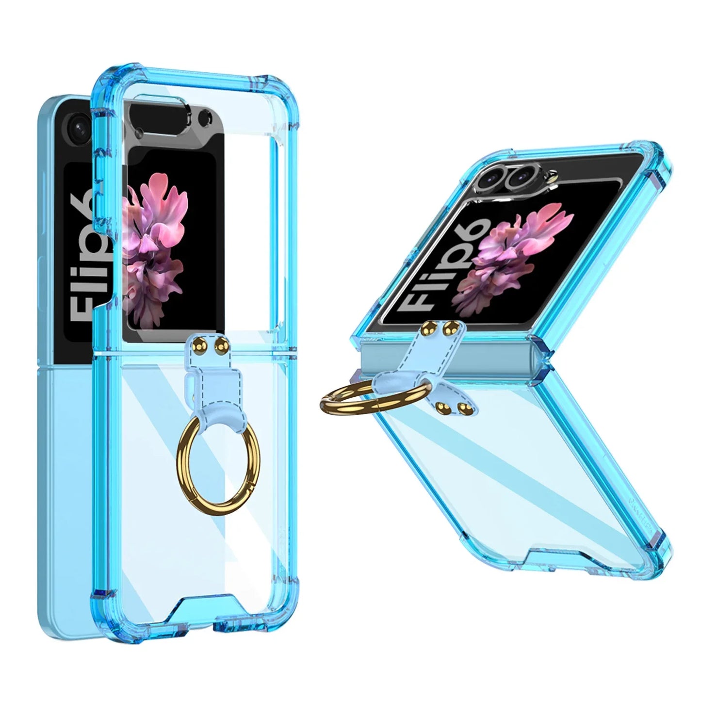 Transparent Shockproof Case with Ring Holder for Samsung Galaxy Z Flip Series