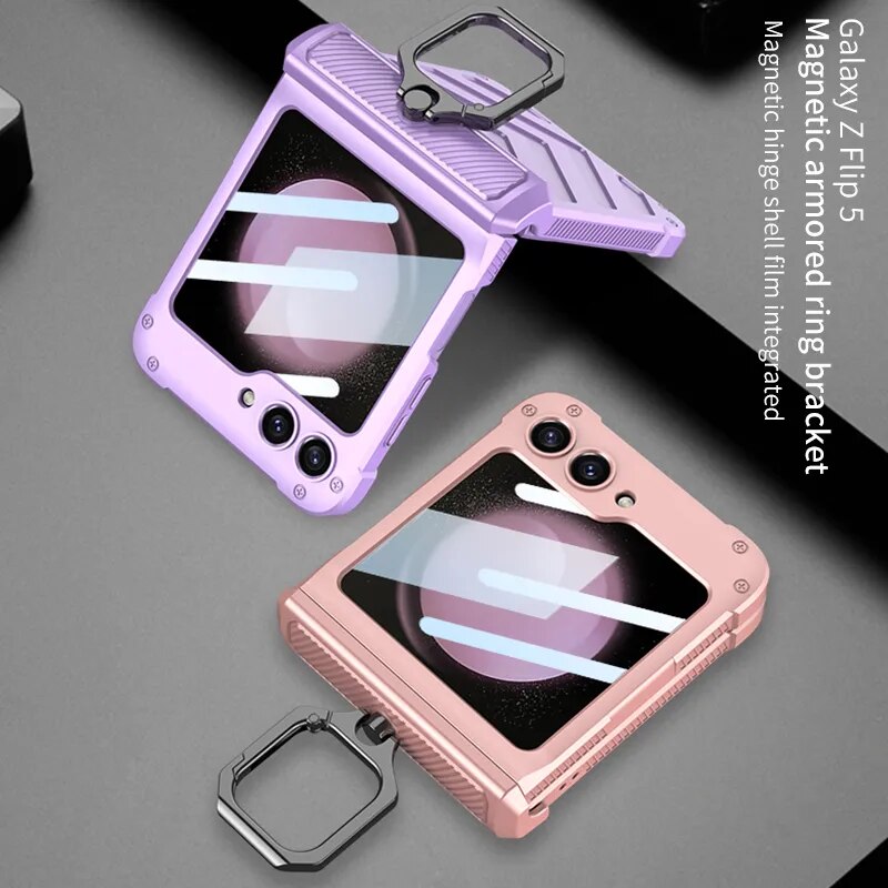 Magnetic Shockproof Case with Ring Holder For Galaxy Z Flip
