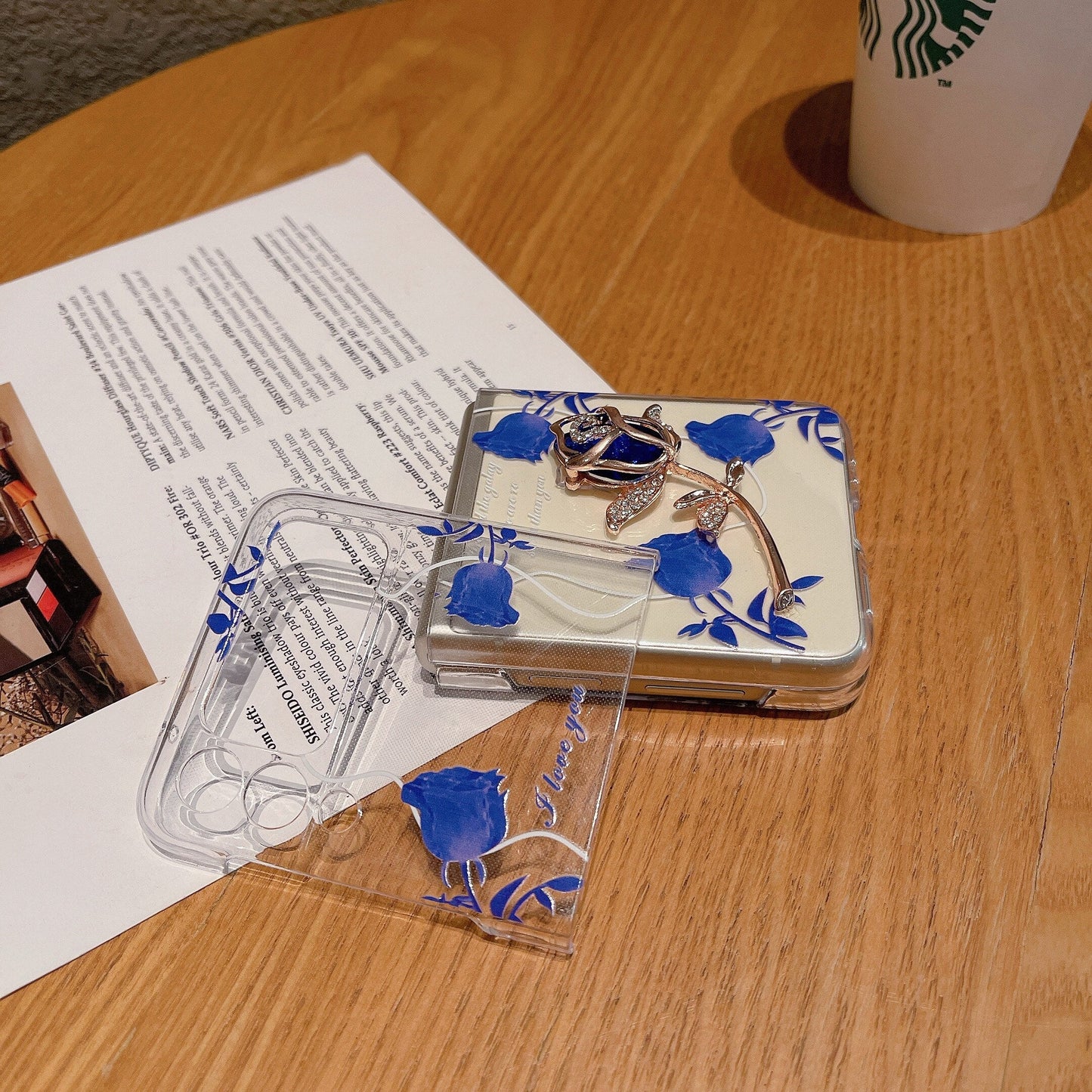 Painted 3D Blue Rose Case for Samsung Galaxy Z Flip