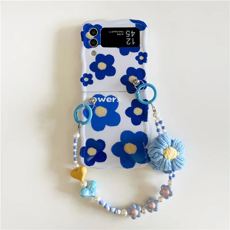 Cute Blue Flower Case for Samsung Galaxy Z Flip 7 & 6