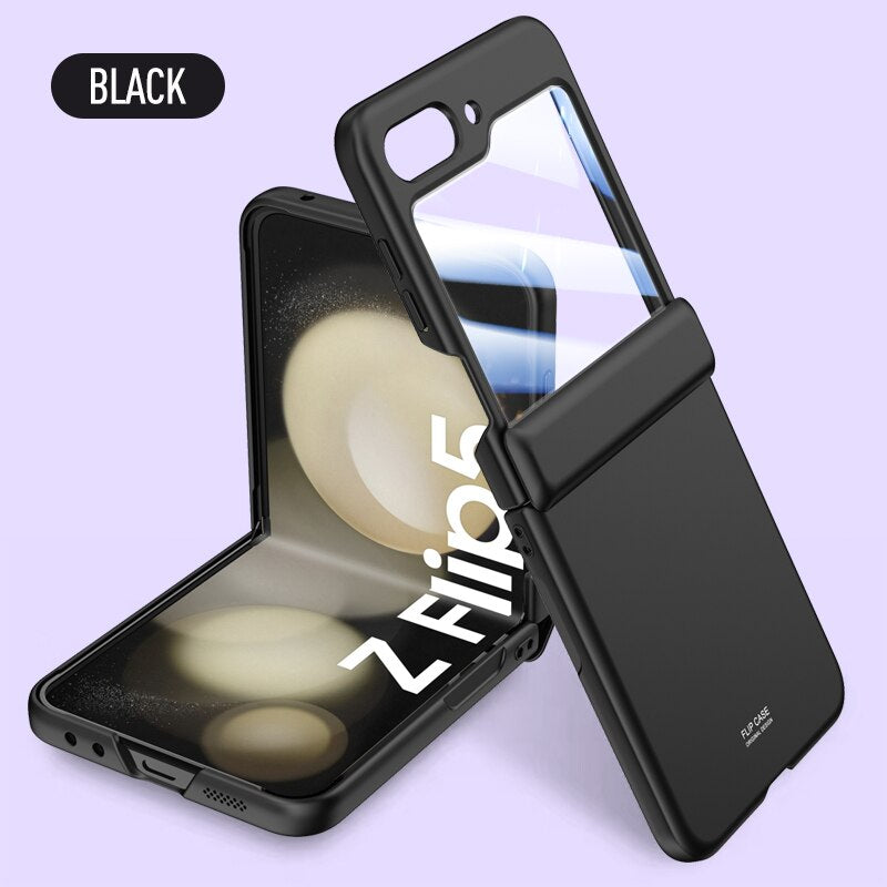 Shockproof Matte Case with Front Screen Glass For Samsung Galaxy Z Flip