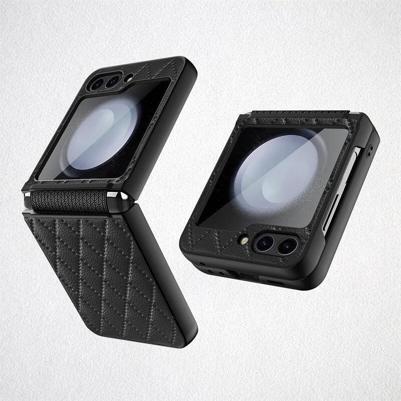 Leather Case With Lens Film Protected For Samsung Galaxy Z Flip Series