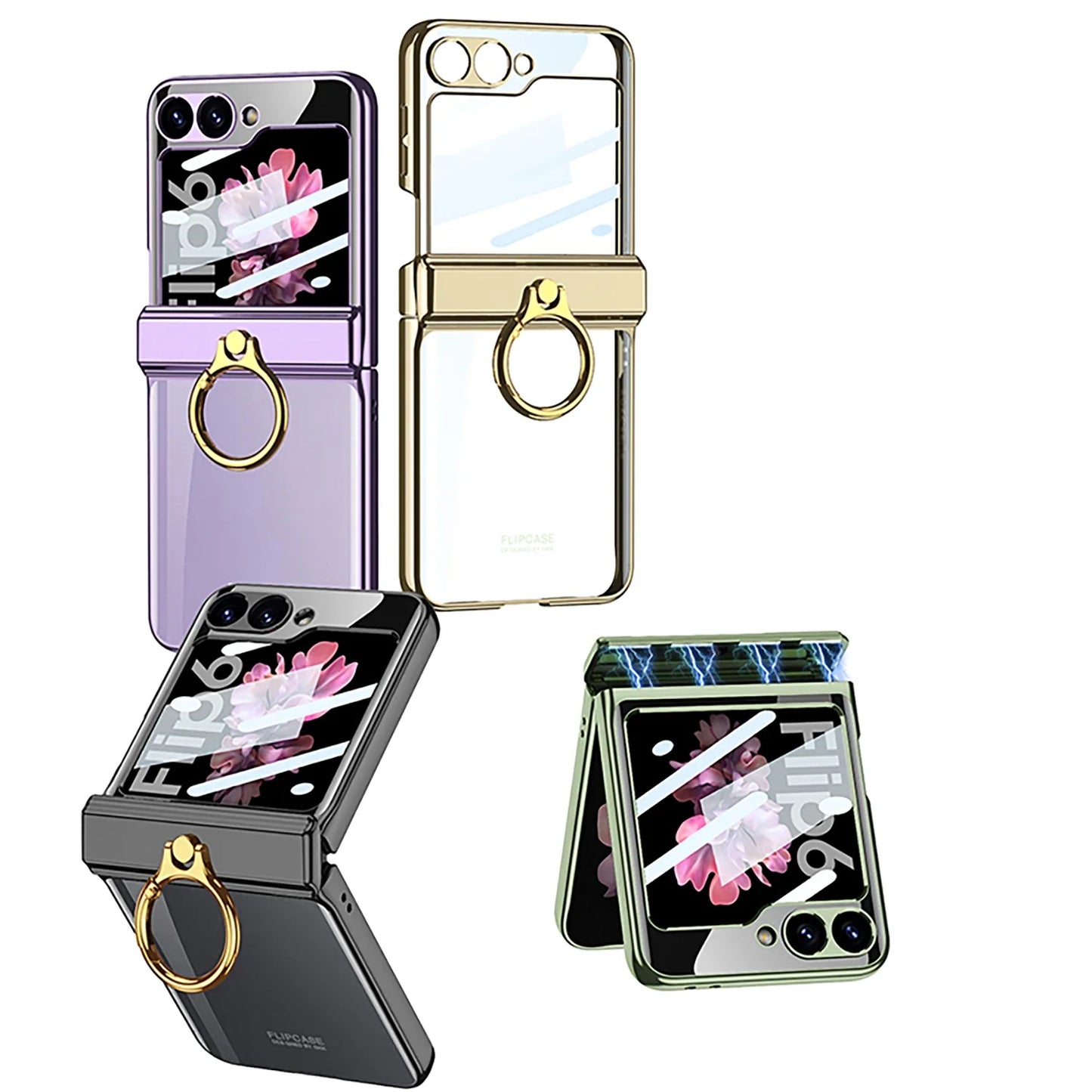 Transparent Case with Magnetic Hinge Protection & Stand for Samsung Galaxy Z Flip Series