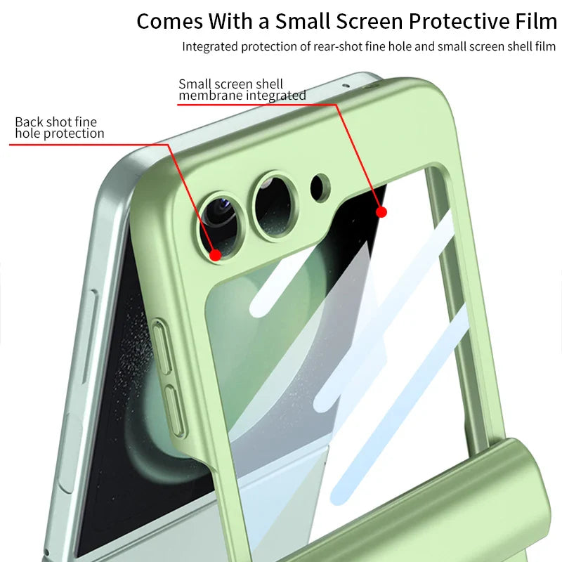 Magnetic Hinge Protection Case With Touch Pen For Galaxy Z Flip