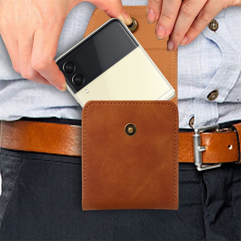 Leather Clip Holster Bag For Samsung Z Flip Series