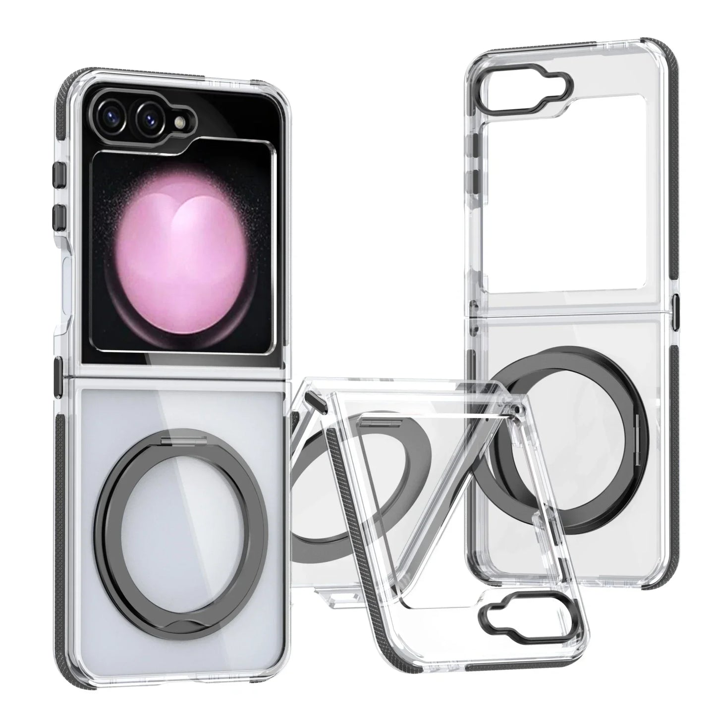 Transparent Shockproof Caase with Ring Holder for Samsung Galaxy Z Flip 7 & 6