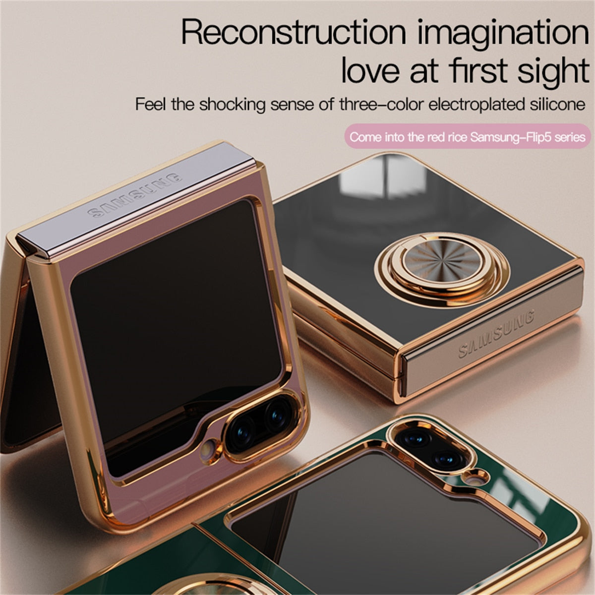 Luxury Electroplating Ring Holder Case For Samsung Galaxy Z Flip Series