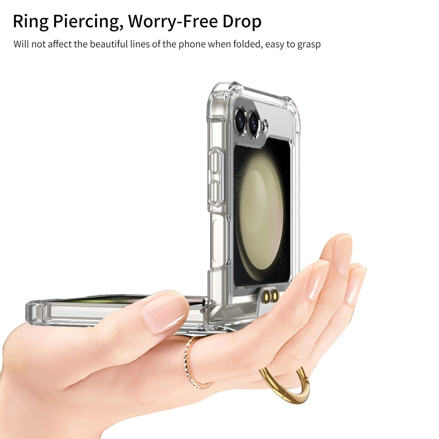 Transparent Shockproof Case with Ring holder for Samsung Galaxy Z Flip