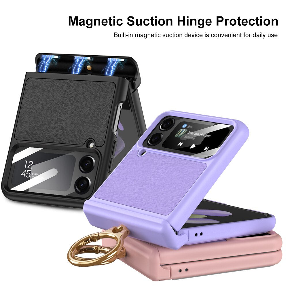 Leather Magnetic Case with Bracket For Samsung Galaxy Z Flip 4