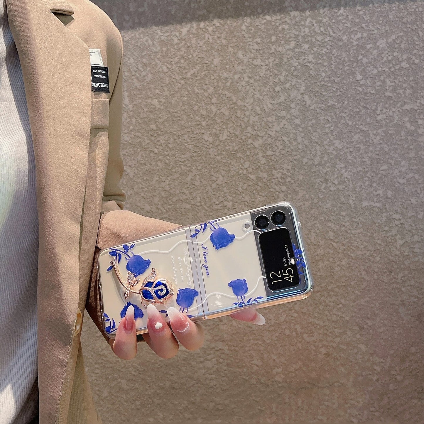 Painted 3D Blue Rose Case for Samsung Galaxy Z Flip