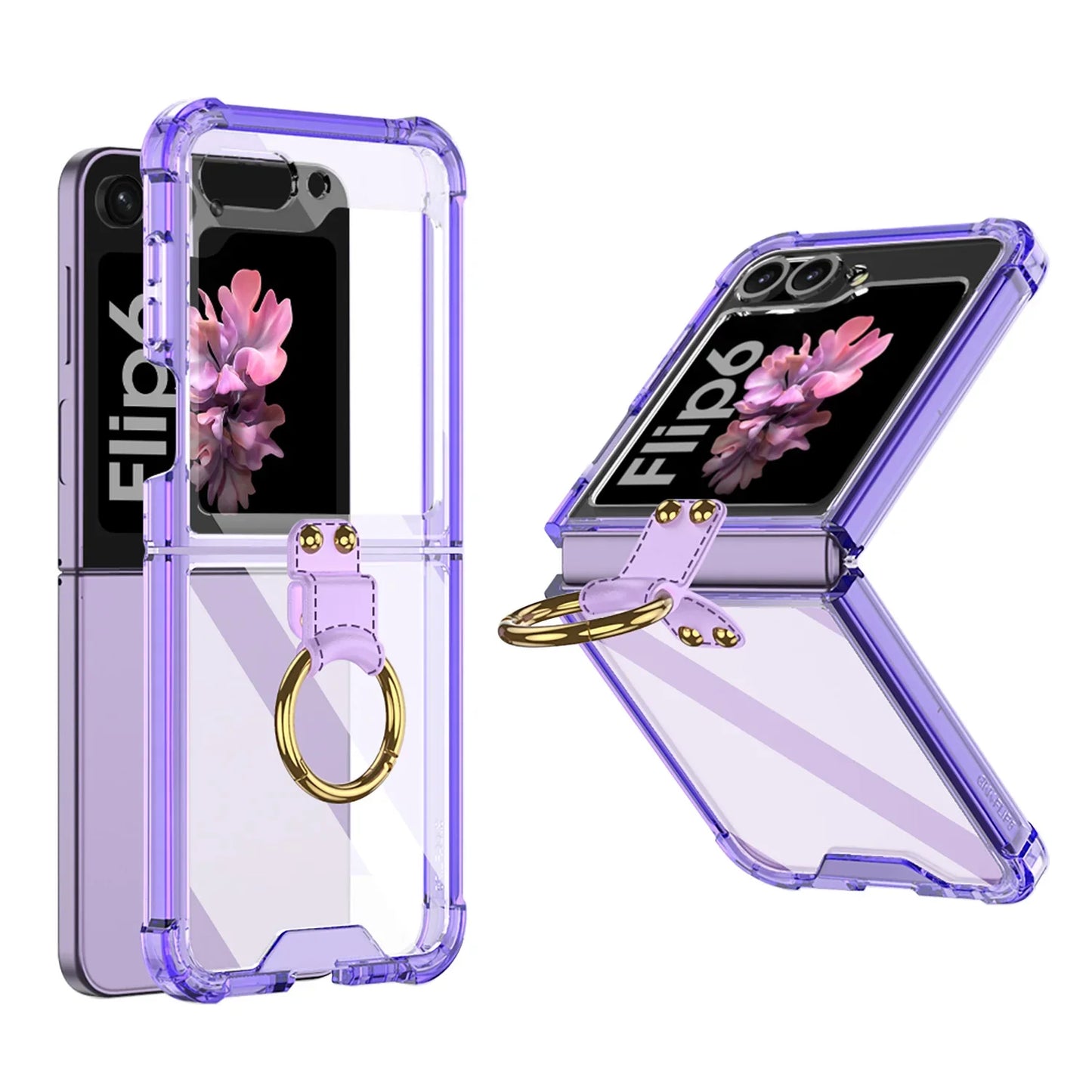 Transparent Shockproof Case with Ring Holder for Samsung Galaxy Z Flip Series