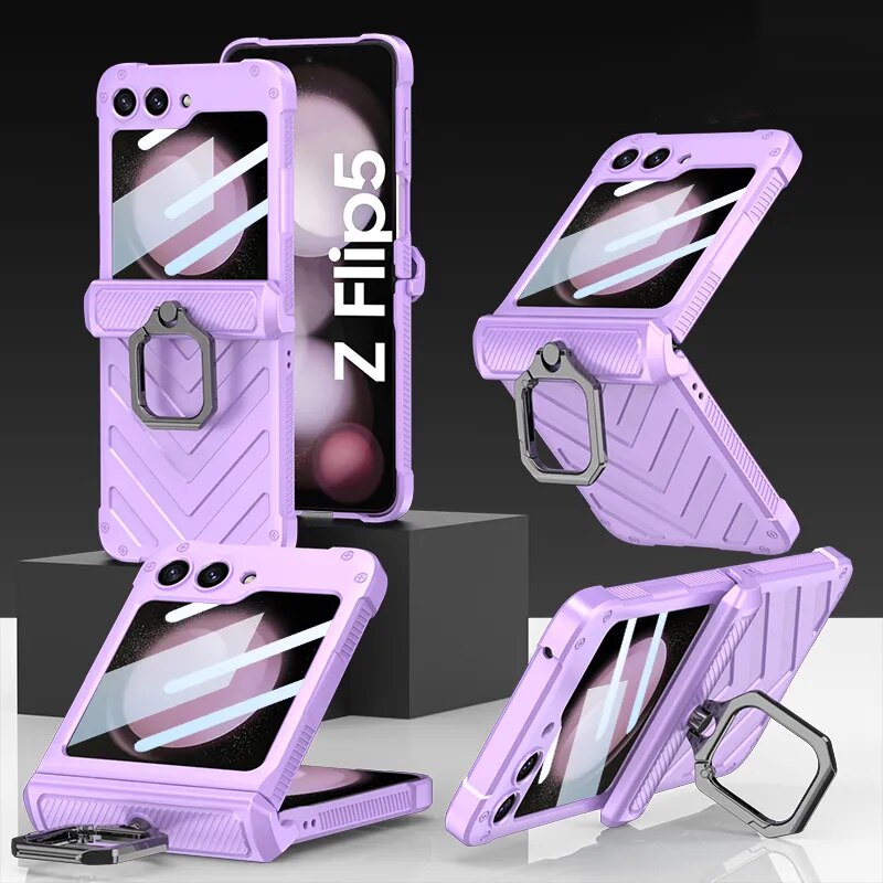 Magnetic Shockproof Case with Ring Holder For Galaxy Z Flip