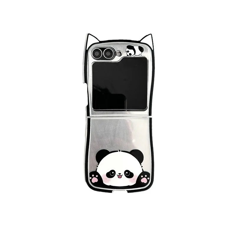 Cute Panda Cat Ears Phone Case for Samsung Galaxy Z Flip 4/5/6/7