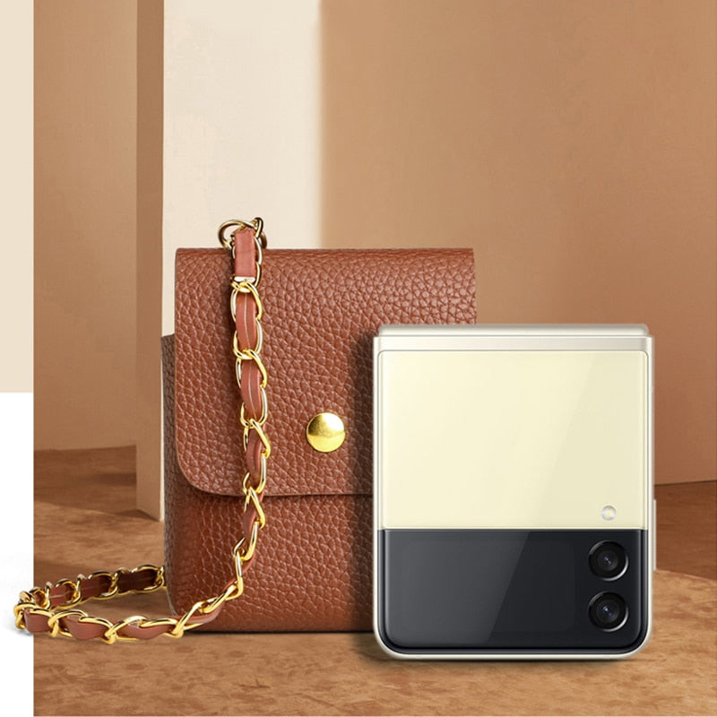 Crossbody Leather Mini Phone Bag For Samsung Galaxy Z Flip Series