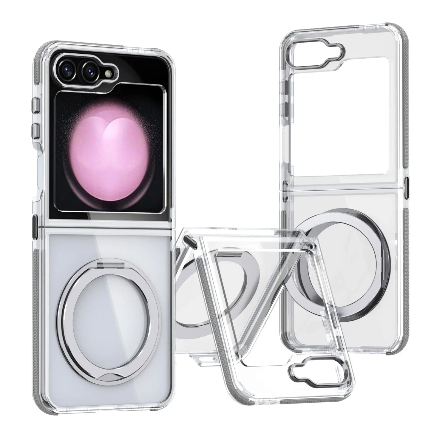 Transparent Shockproof Caase with Ring Holder for Samsung Galaxy Z Flip 7 & 6