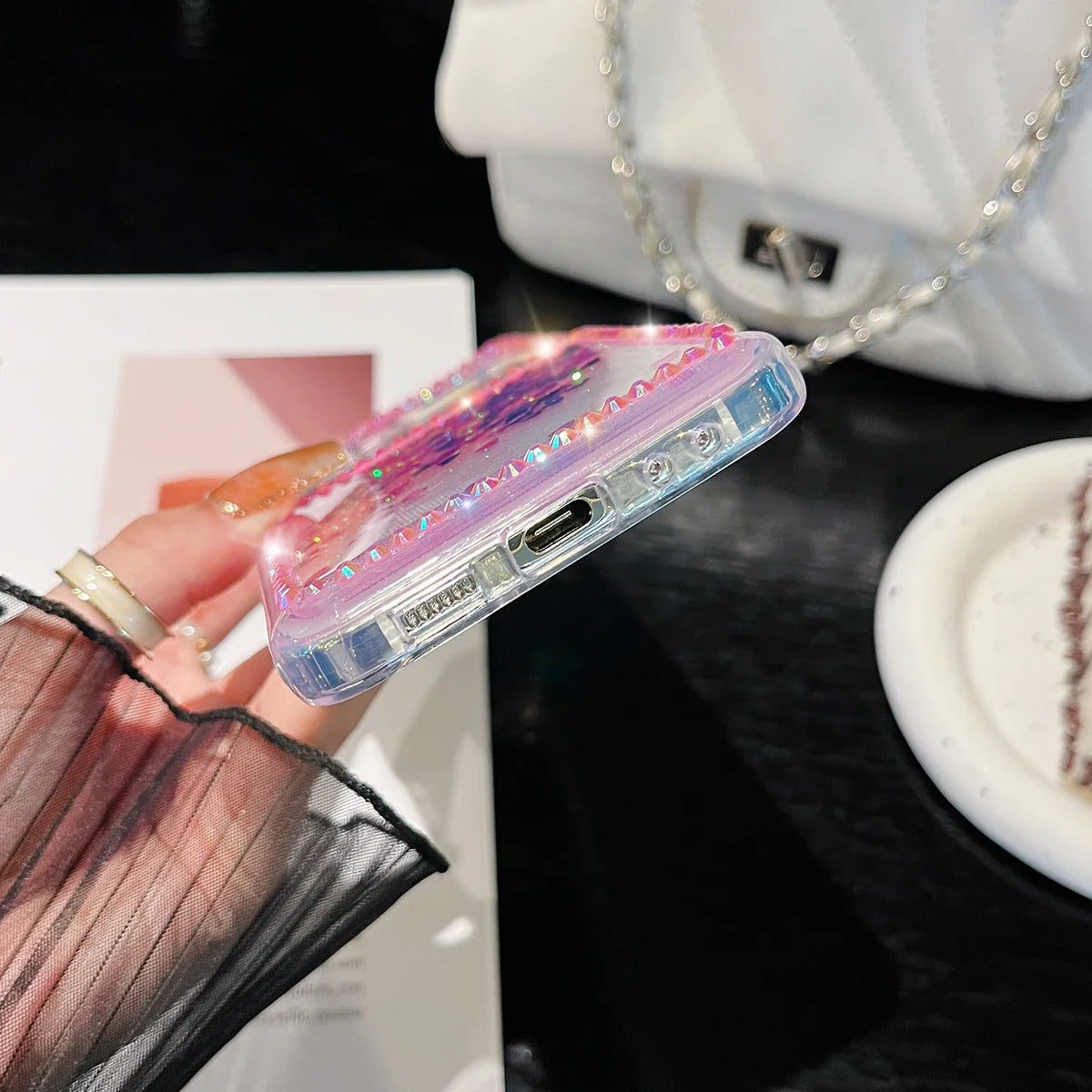 Cute Pearl Diamond Glitter Case for Samsung Galaxy Z Flip 4/5/6/7