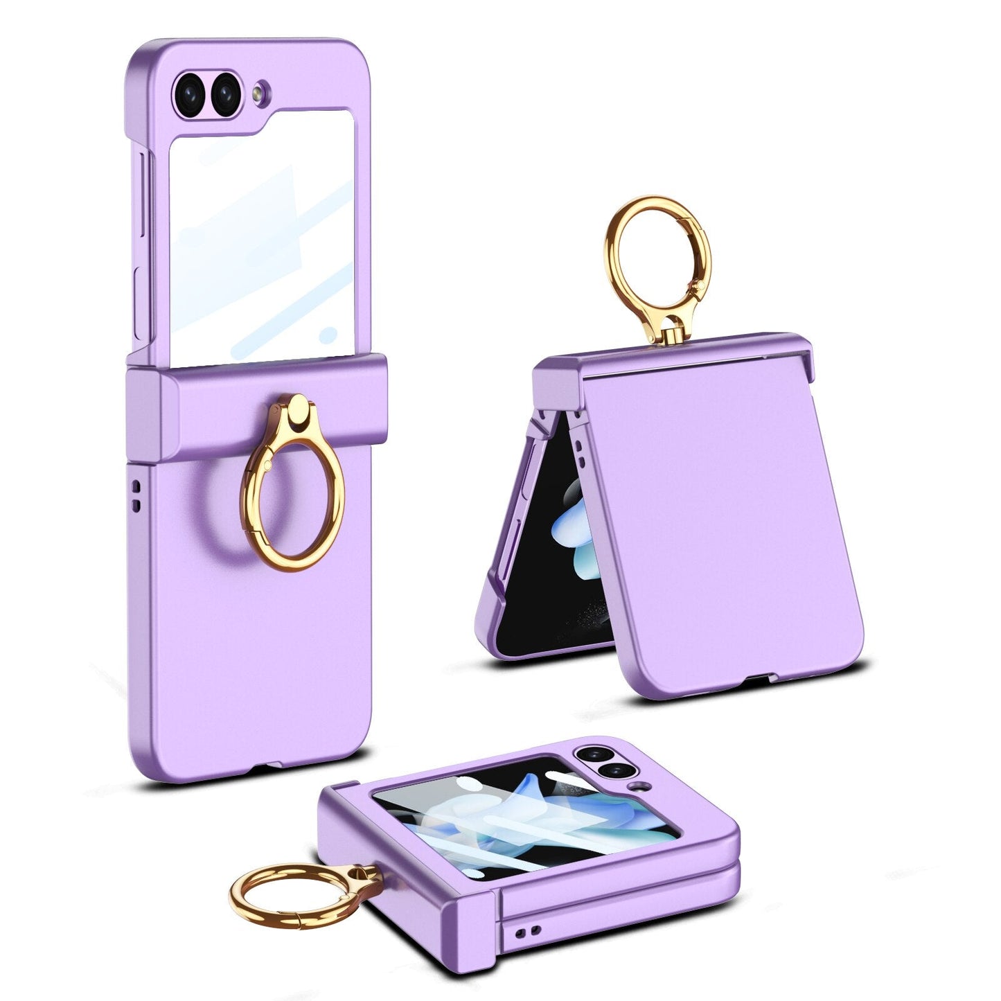 Ultra-thin Matte Case with Ring Bracket & Screen Protective For Samsung Galaxy Z Flip