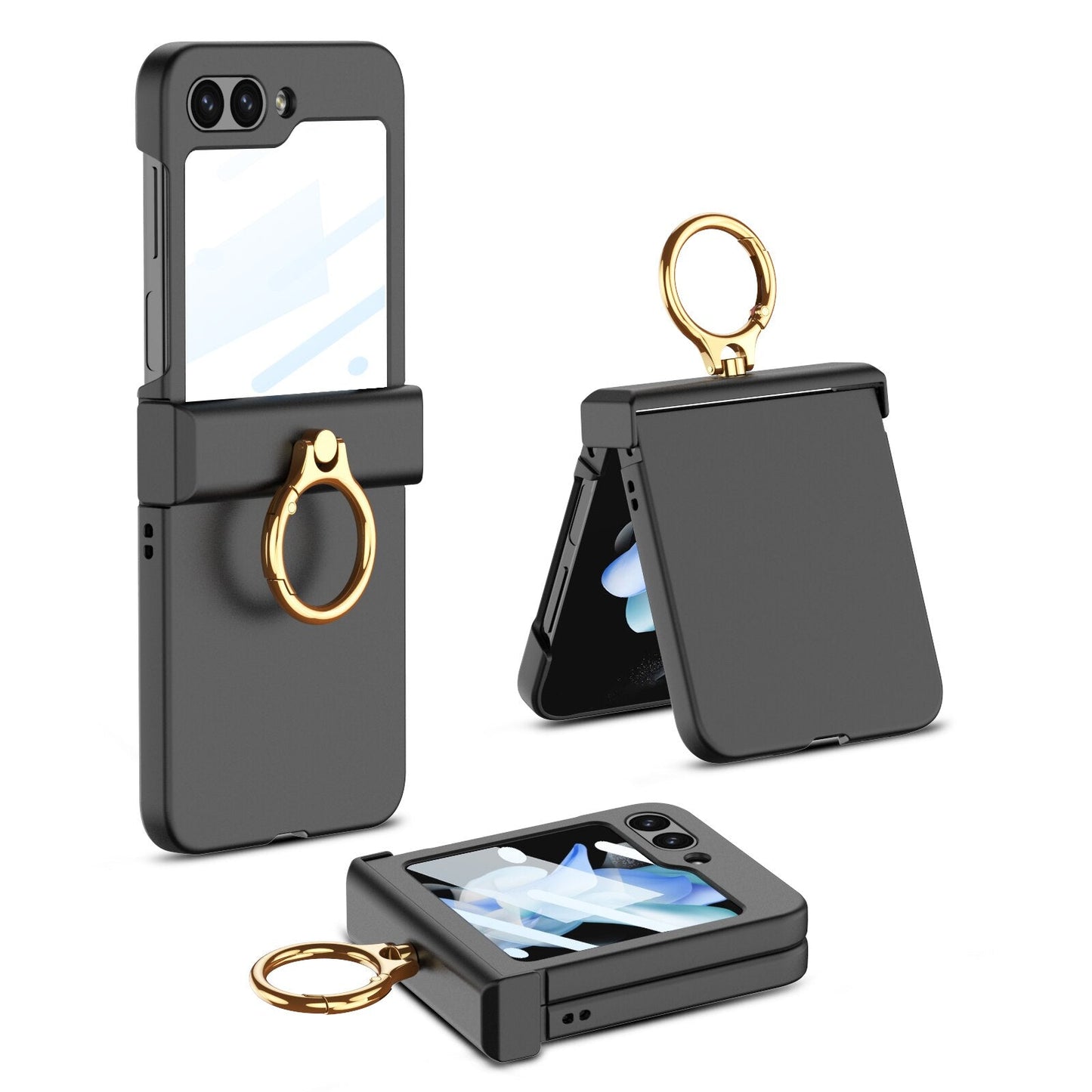 Ultra-thin Matte Case with Ring Bracket & Screen Protective For Samsung Galaxy Z Flip