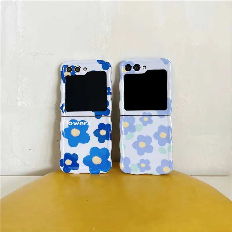 Cute Blue Flower Case for Samsung Galaxy Z Flip 7 & 6