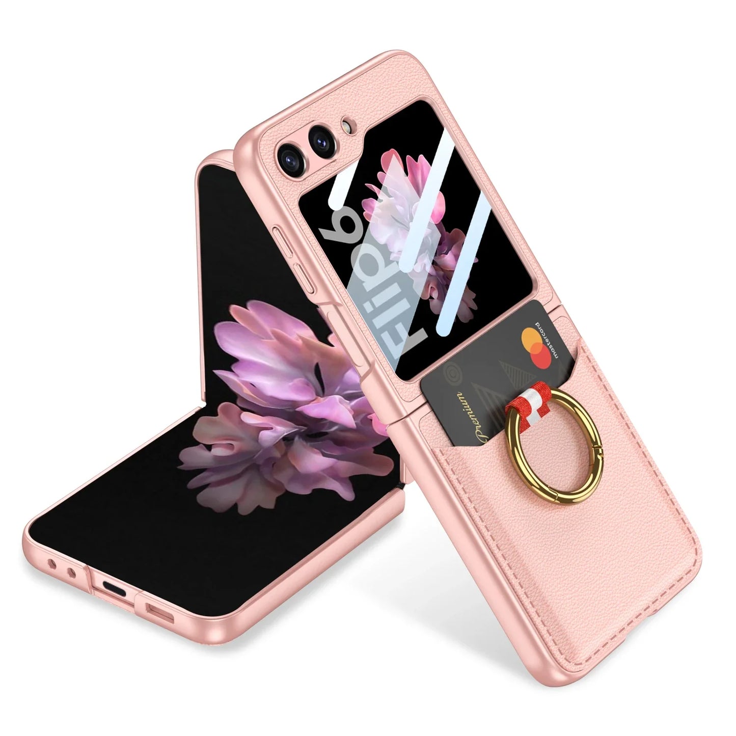 Leather Case with Ring Holder for Samsung Galaxy Z Flip Series