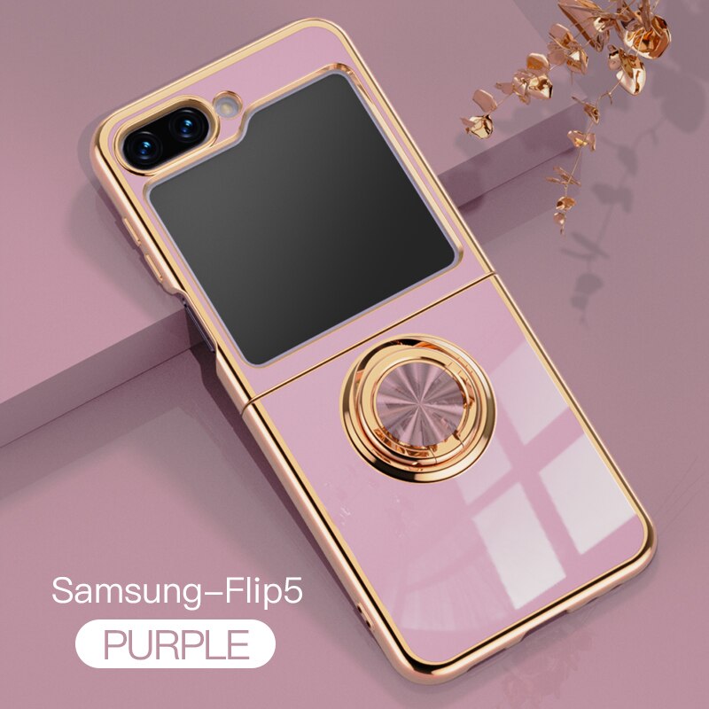 Luxury Electroplating Ring Holder Case For Samsung Galaxy Z Flip Series