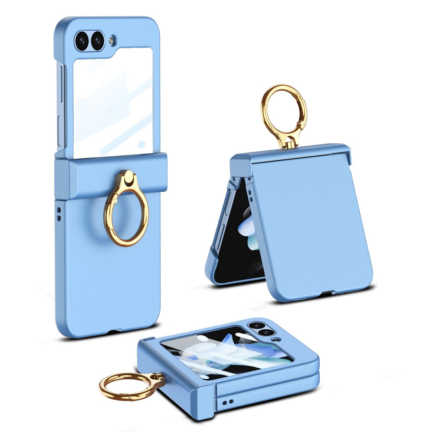 Ultra-thin Matte Case with Ring Bracket & Screen Protective For Samsung Galaxy Z Flip