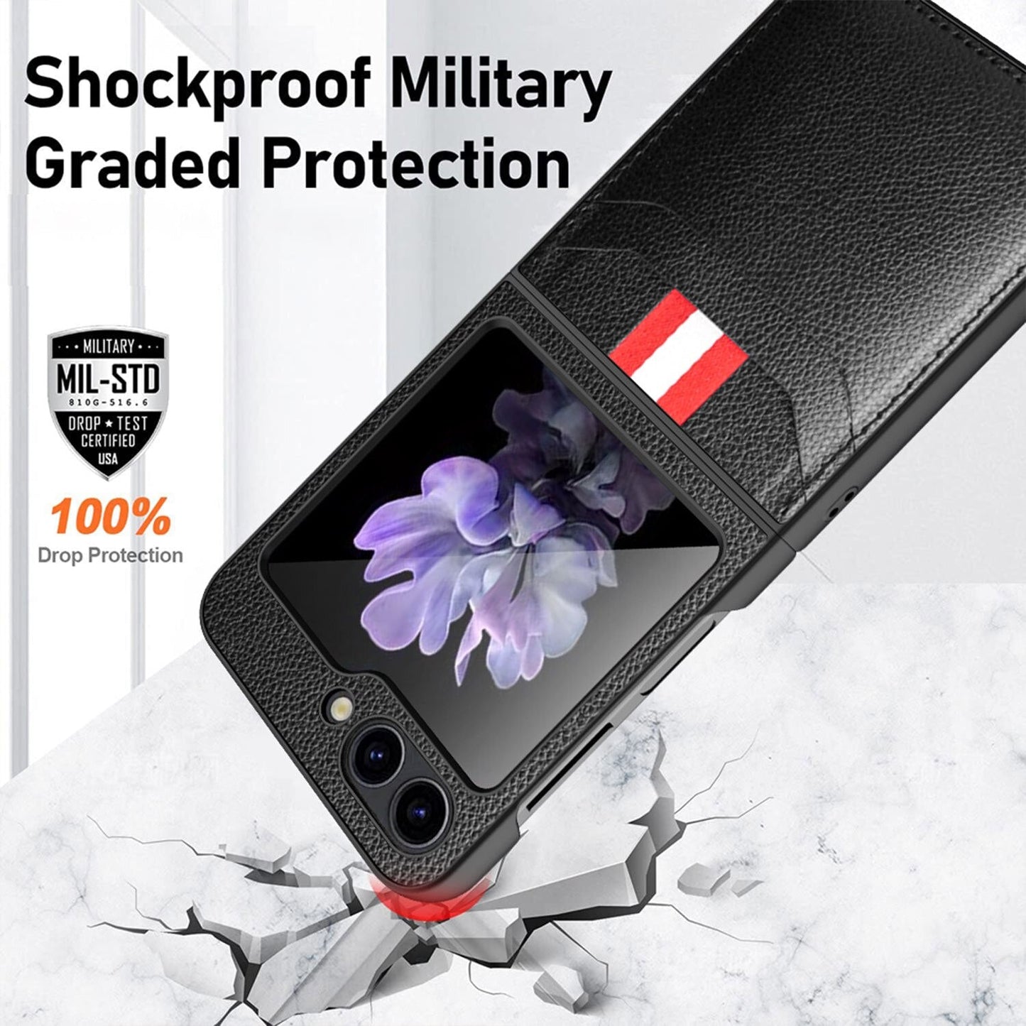 Leather Case with Card Holder for Samsung Galaxy Z Flip Series