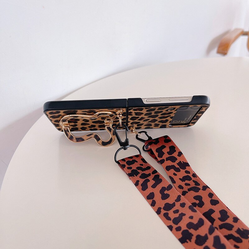Crossbody Leopard Case with Bracket Holder For Samsung Galaxy Z Flip