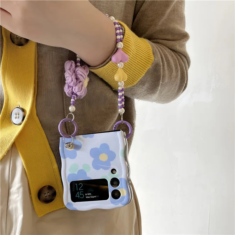 Cute Blue Flower Case for Samsung Galaxy Z Flip 7 & 6