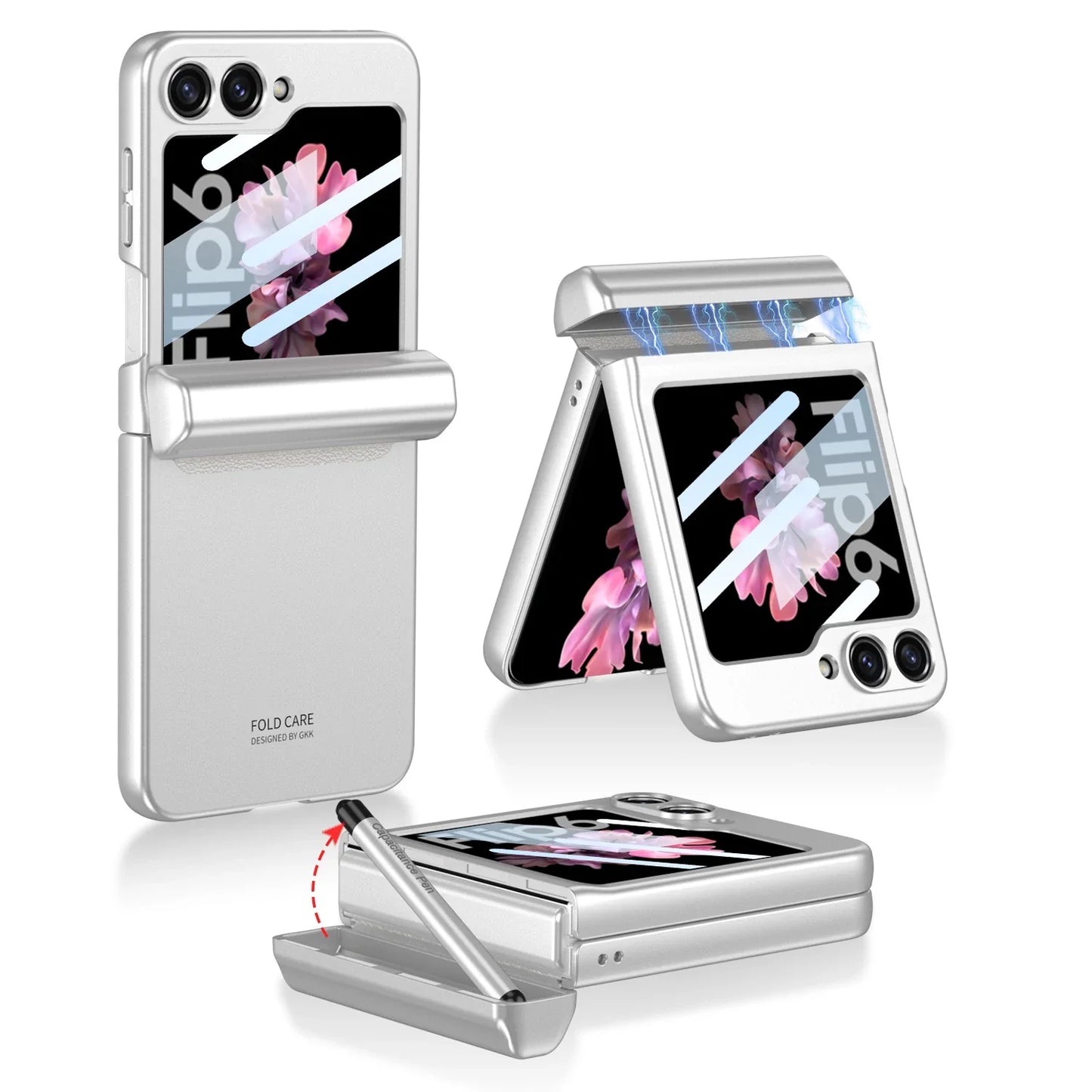Shockproof Case with Magnetic Hinge Protection and Touch Pen for Samsung Galaxy Z Flip 7 & 6
