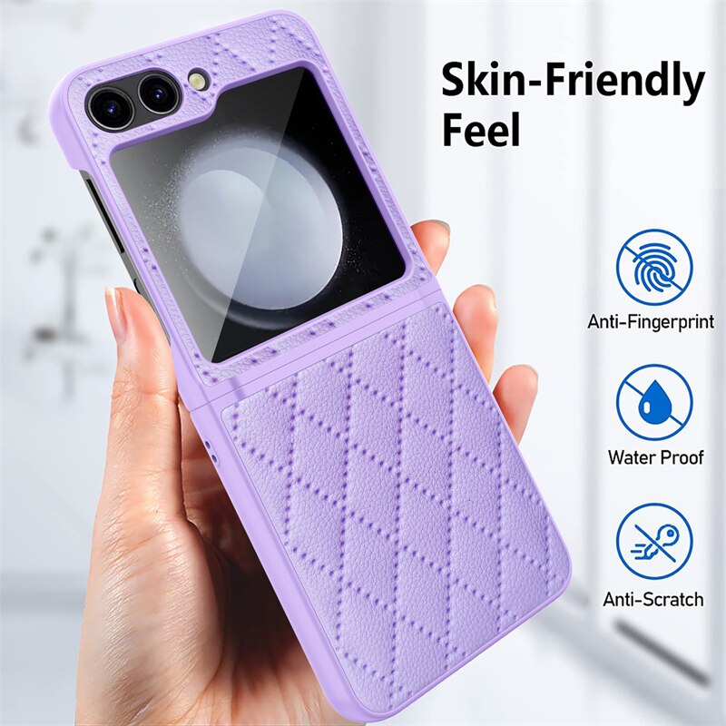 Leather Case With Lens Film Protected For Samsung Galaxy Z Flip Series