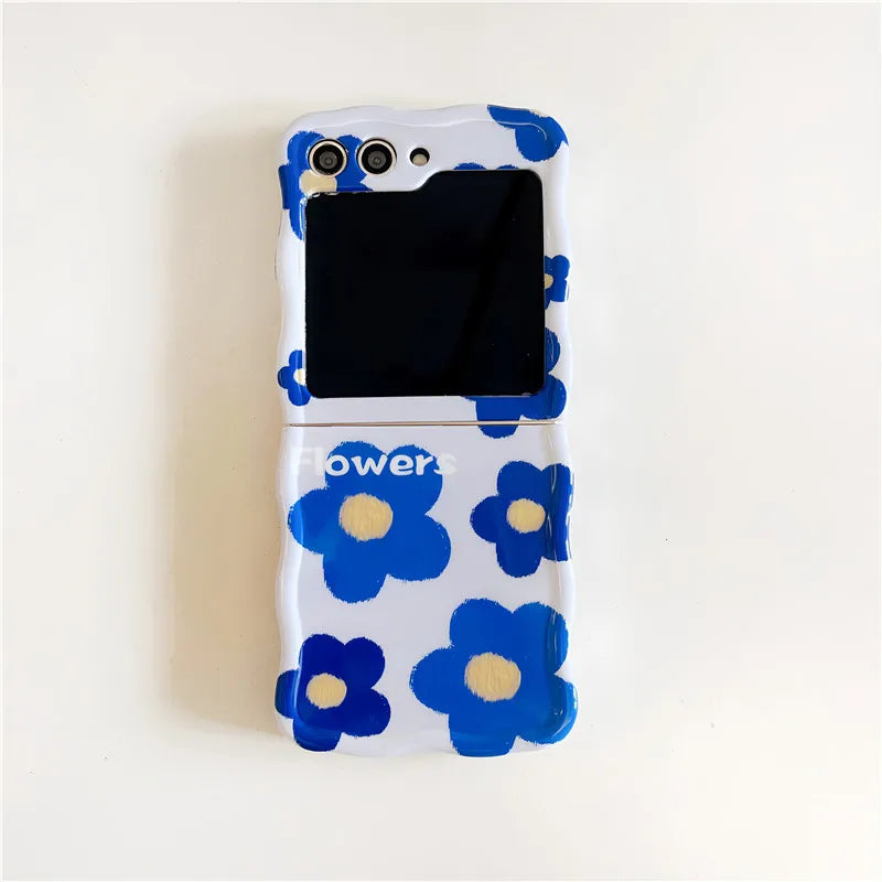 Cute Blue Flower Case for Samsung Galaxy Z Flip 7 & 6